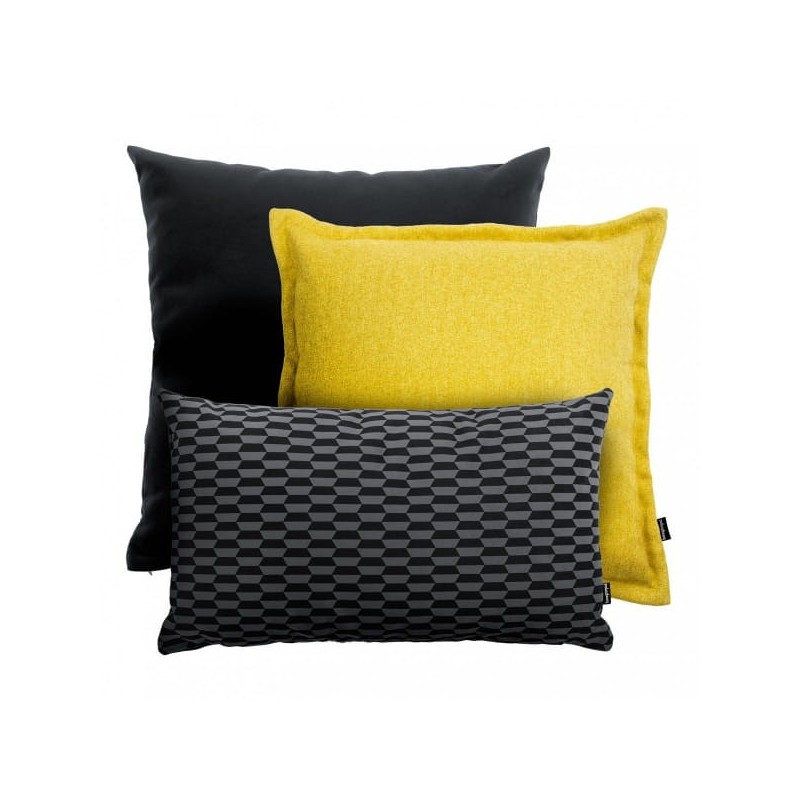 PRAM+BREAK+TWEED żółto-czarny zestaw poduszek dekoracyjnych