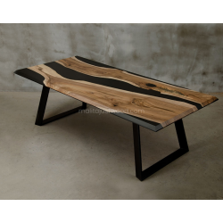 DESIDERO stół drewniany  z żywicą styl industrialny