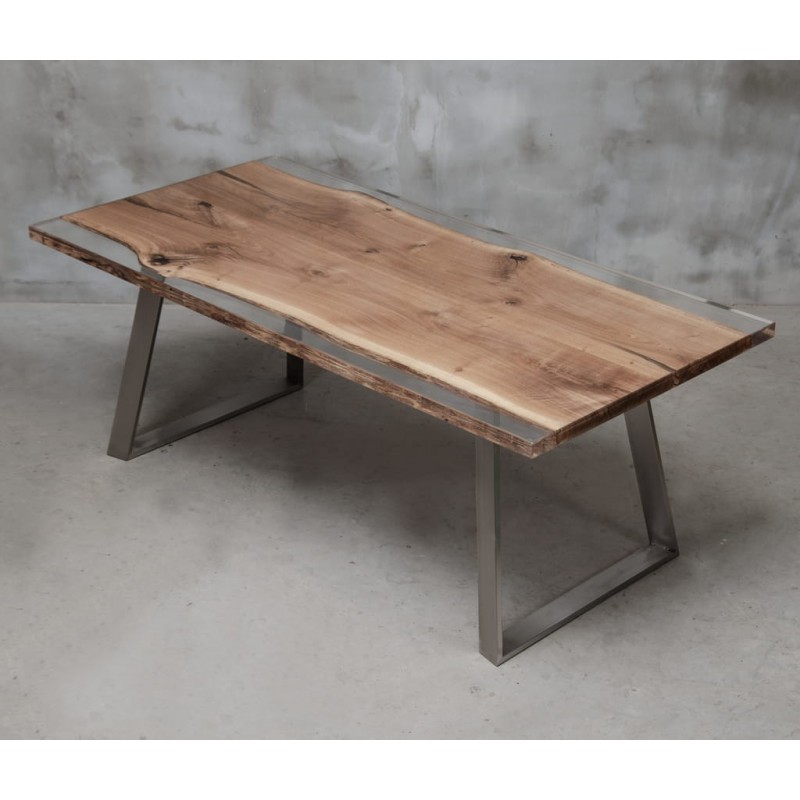 INGENIUM stół drewniany  z żywicą styl industrialny