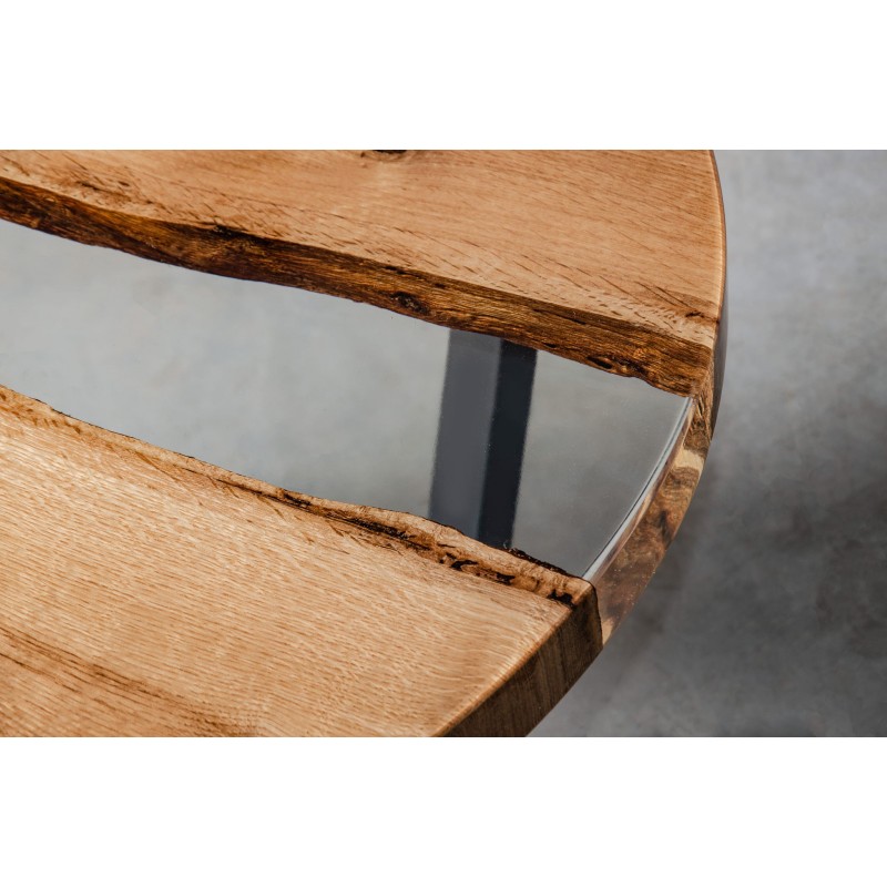 PUELLA stolik drewniany z żywicą styl industrialny