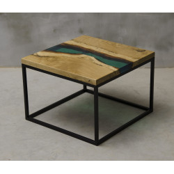 VENTUS stolik drewniany z żywicą styl industrialny