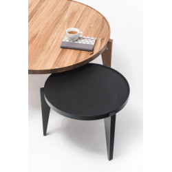 BONTRI BLACK okrągły stolik kawowy z litego drewna dębowego