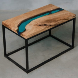 CARUS stolik drewniany z żywicą styl industrialny
