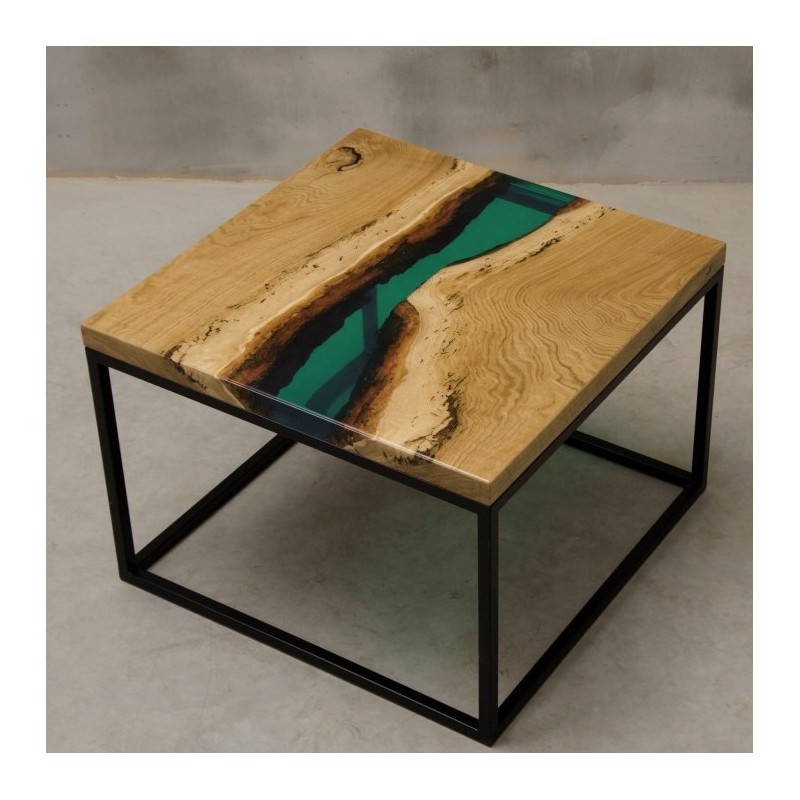 VENTUS stolik drewniany  z żywicą styl industrialny