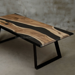 DESIDERO stół drewniany z żywicą styl industrialny