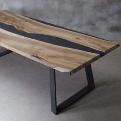 ORNATUS stół drewniany  z żywicą styl industrialny
