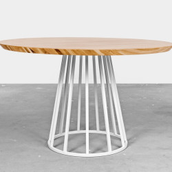 SUN okrągły stół z drewnianym blatem, polski design
