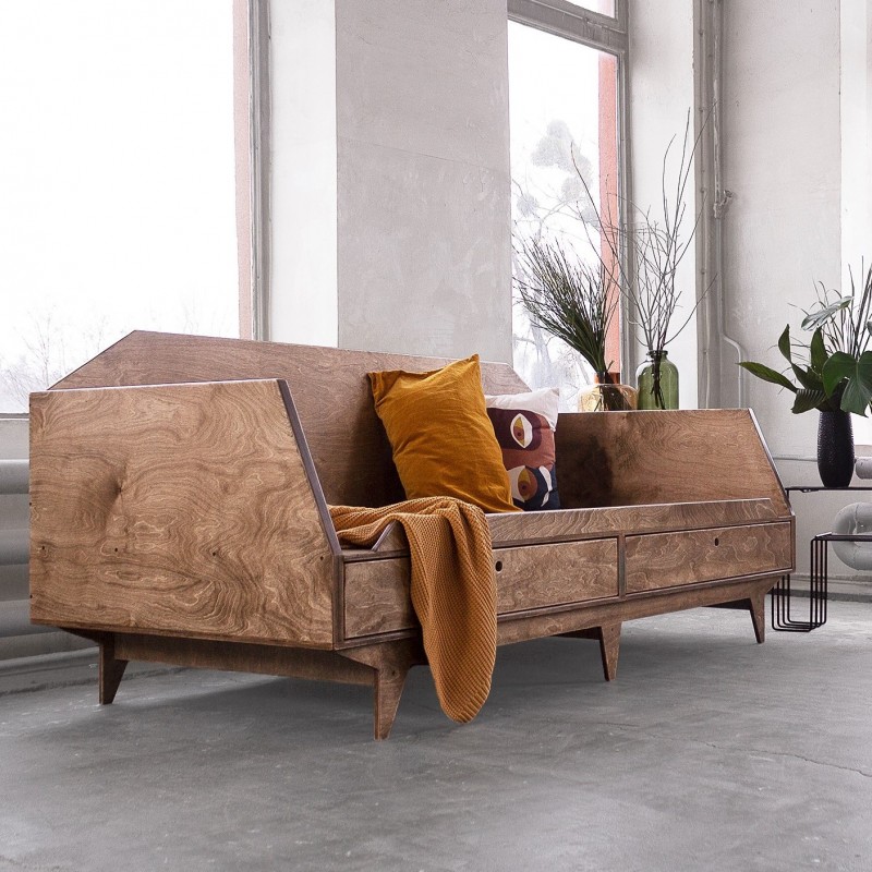 NORSK.BED siedzisko, sofa, łóżko ze sklejki w skandynawskim stylu