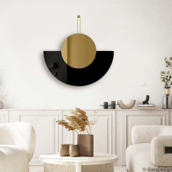INCO złoto-czarne lustro dekoracyjne na mosiężnym zawiesiu