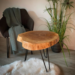 TIN stolik kawowy, plaster drewna, polski design