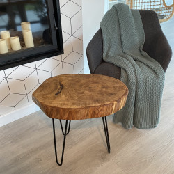 TIN stolik kawowy, plaster drewna, polski design