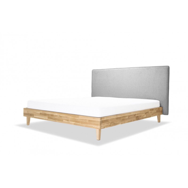 SLIM.WOOD drewniane łóżko z tapicerowanym zagłówkiem