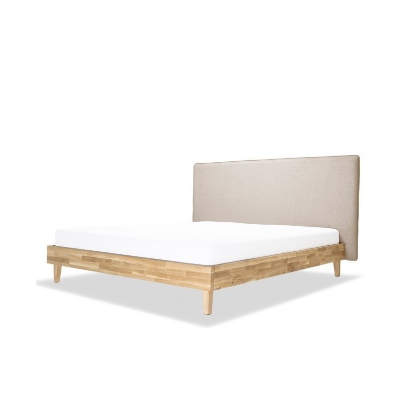 SLIM.WOOD drewniane łóżko z tapicerowanym zagłówkiem