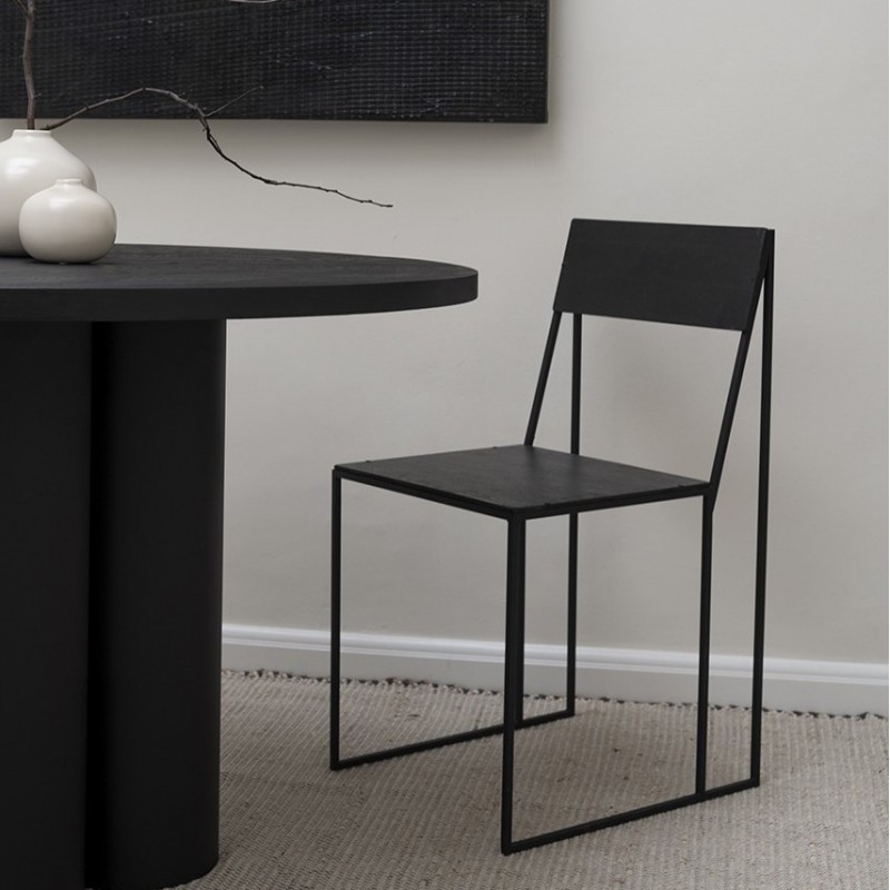 OBJECT045 industrialne krzesło ze stali i drewna, styl minimalistyczny