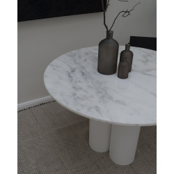 OBJECT035 okrągły stół stalowy z marmurowym lub dębowym blatem