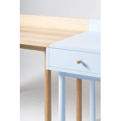 EFTERSOM komplet biurko + pastelowo-błękitna dostawka z szufladą