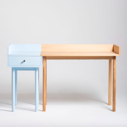 EFTERSOM komplet biurko + pastelowo-błękitna dostawka z szufladą