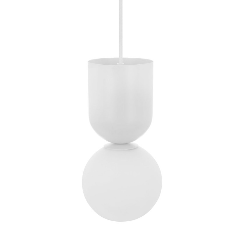 LUOTI biała lampa wisząca ze szklanym kloszem, polski design