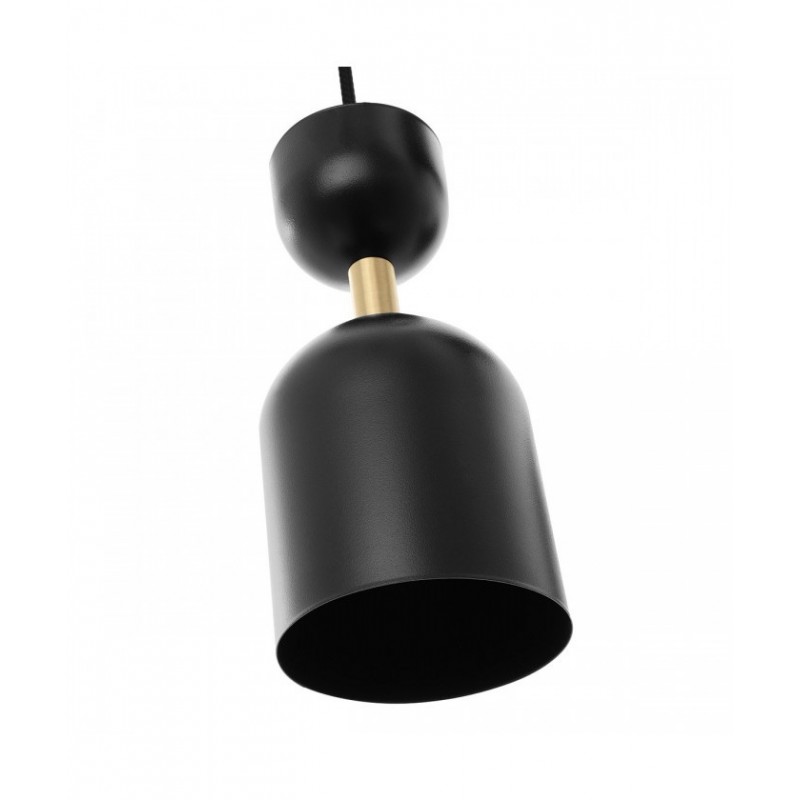 SUPURU czarna wisząca lampa z mosiężnym elementem, polski design