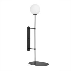 TABLO czarna lampa ścienna, kinkiet z półką, polski design