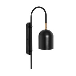 TAKU czarna lampa ścienna, kinkiet z mosiężnym elementem, polski design