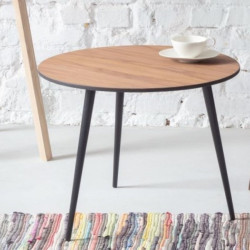 PAWI okrągły stolik kawowy z orzechowym blatem, polski design