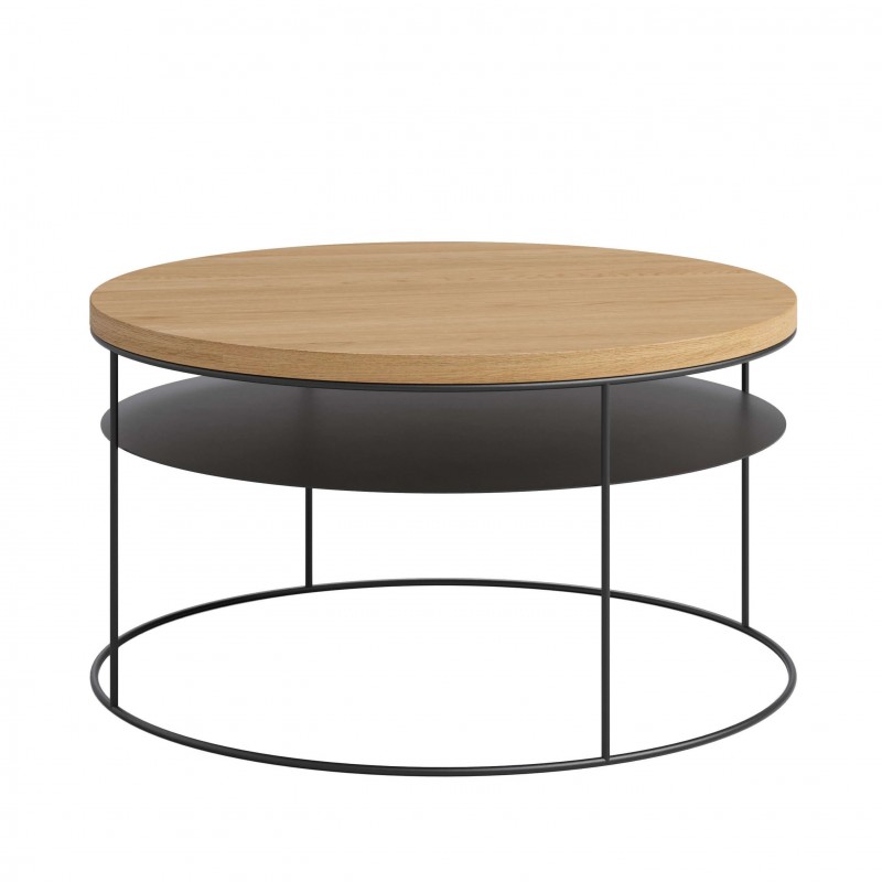 AMSTERDAM Z PÓŁKĄ minimalistyczny stolik kawowy, styl loftowy