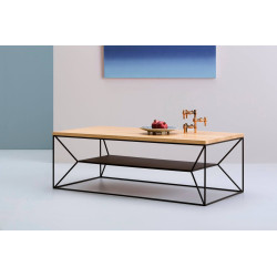 MAXIMO prostokątny stolik kawowy z półką, ława w stylu loftowym