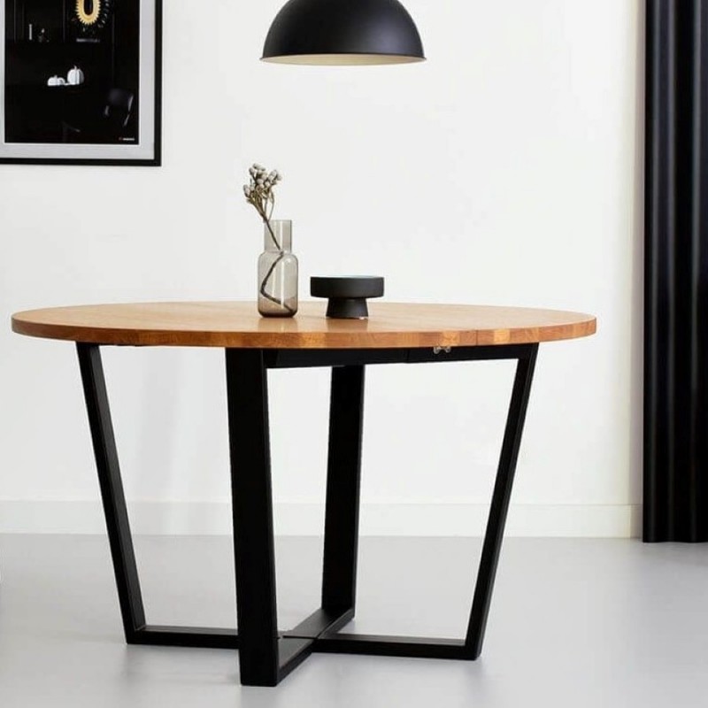OKRĄGŁY 130 ROZKŁADANY minimalistyczny stół, styl industrialny