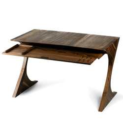 FLUX biurko z litego drewna z nogami w kształcie klepsydry