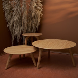 ROUND designerski stolik kawowy z litego drewna w stylu modern-retro