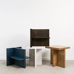 OTOTO.08 minimalistyczny stolik, stołek ze sklejki, styl skandynawski