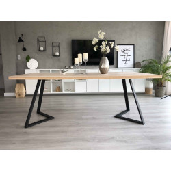 TINO stół z blatem drewnianym 200x100 na stalowych skośnych nogach