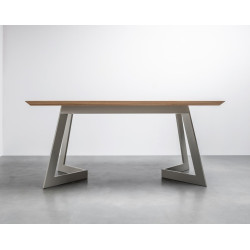 ANTONIO stół z drewnianym blatem na stalowej podstawie, styl loftowy