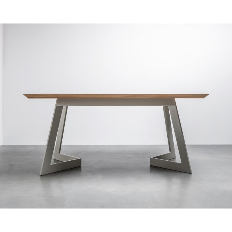 ANTONIO stół z drewnianym blatem na stalowej podstawie, styl loftowy