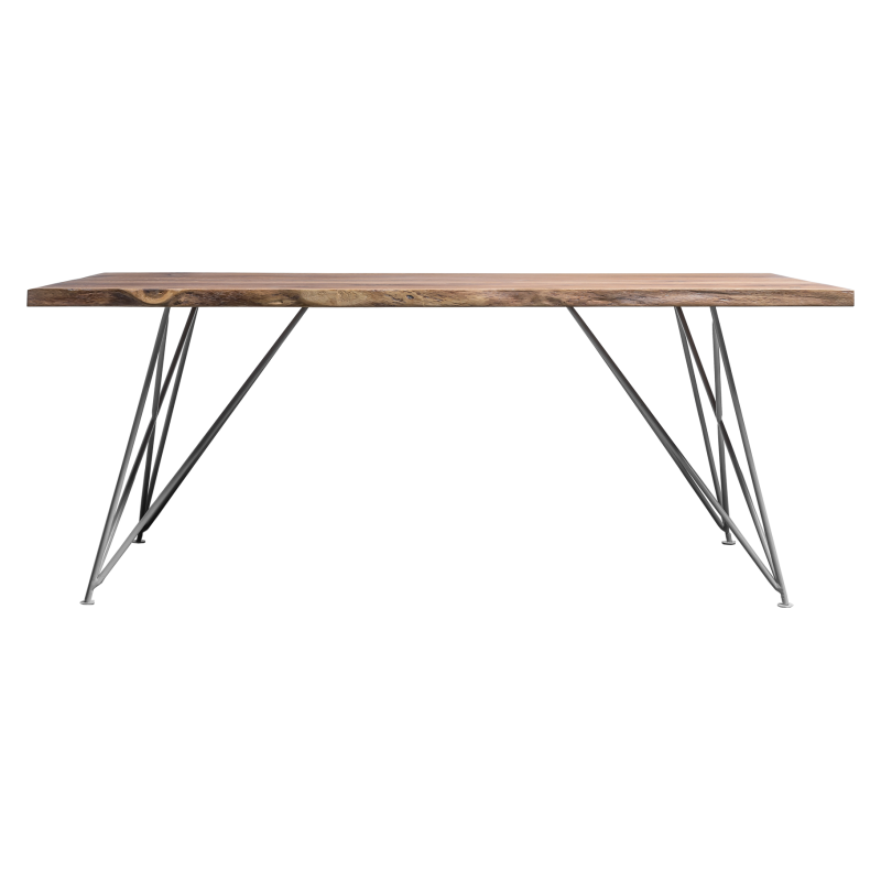CLAIRE stół z drewnianym blatem na stalowej podstawie, styl loftowy