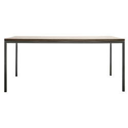 CHARLOTTE stół z drewnianym blatem we wzór jodełki francuskiej, styl loftowy