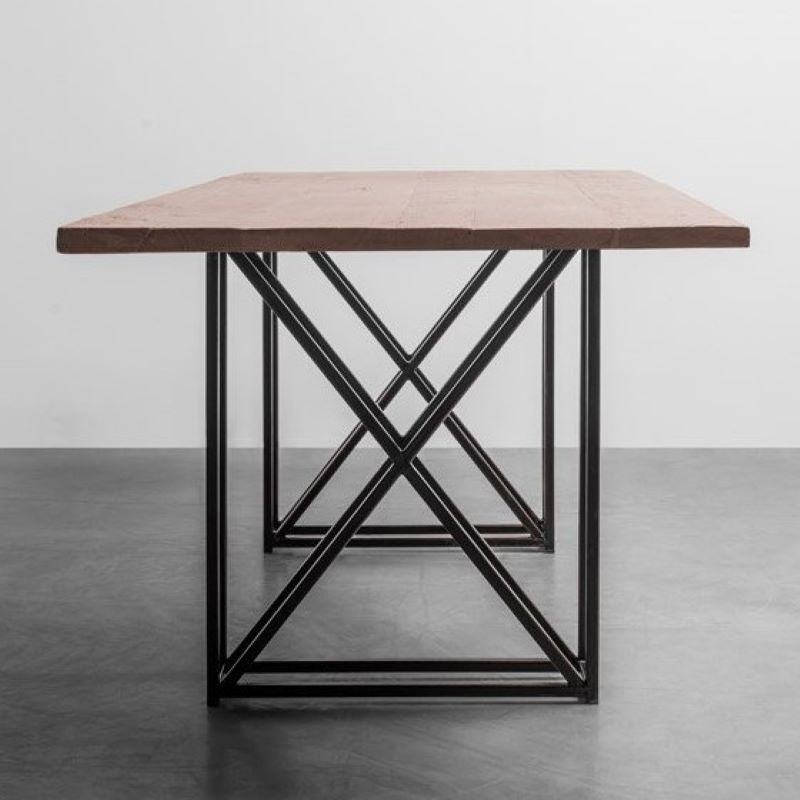 INDUSTRIAL stół z drewnianym blatem na stalowej podstawie, styl loftowy