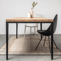 ALEX stół z drewnianym blatem na stalowej podstawie, styl loftowy