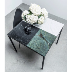 MARGARET kwadratowy stół z blatem marmurowym na stalowej podstawie