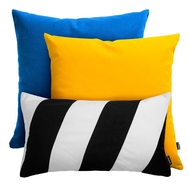 PRAM+STRIPES niebiesko-żółty zestaw poduszek dekoracyjnych