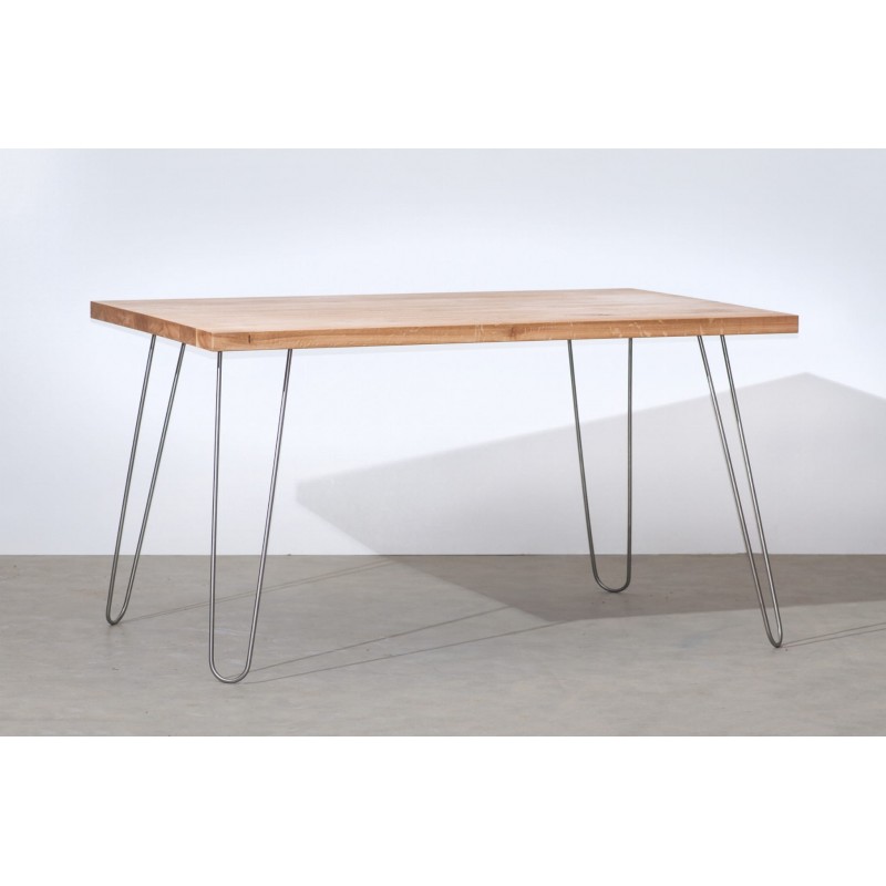 HAIRPIN stół z blatem z litego drewna dębowego styl loftowy