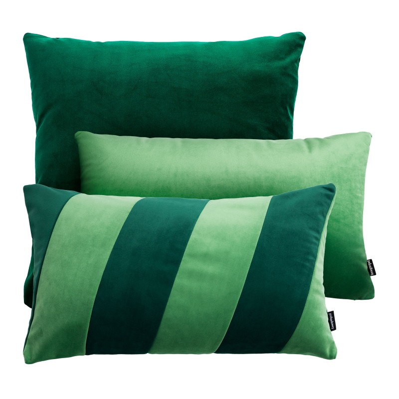 VELVET+STRIPES zielony zestaw poduszek dekoracyjnych