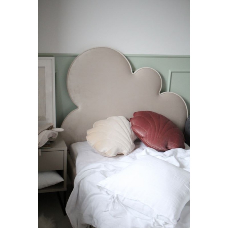 CLOUD LEGS TEXTI tapicerowane łóżko dziecięce z zagłówkiem w kształcie chmurki