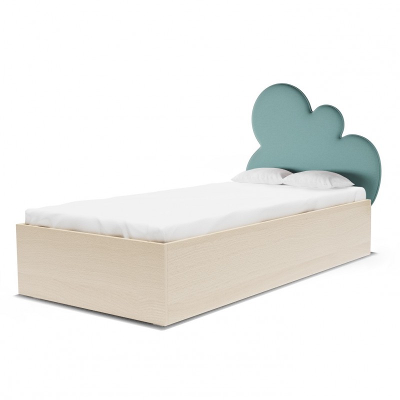 CLOUD BOX BASIC łóżko dziecięce z zagłówkiem w kształcie chmurki i skrzynią na pościel