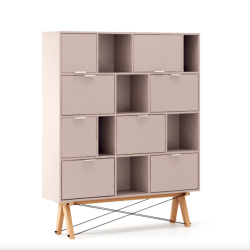 POCKET designerski regał z szufladami, szafkami i asymetrycznymi półkami
