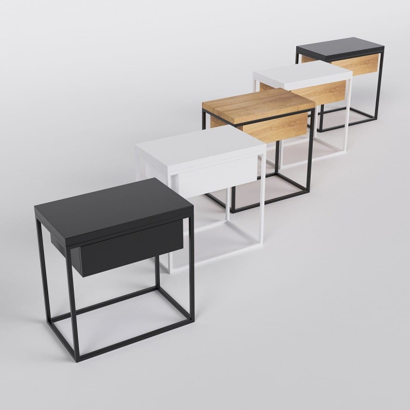 MOONLIGHT minimalistyczny stolik nocny, styl industrialny