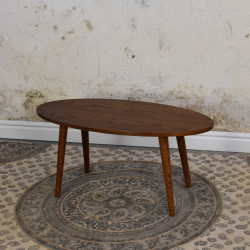 ELIP owalny, drewniany stolik kawowy w stylu retro, vintage