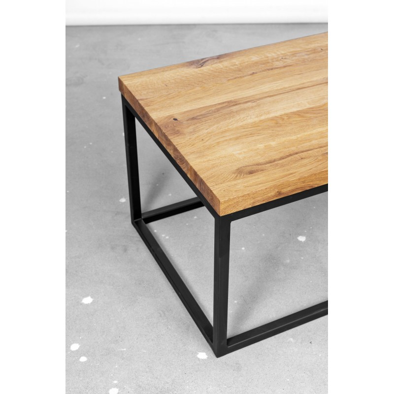 AIR prostokątny stolik kawowy z drewnianym blatem i stalową podstawą