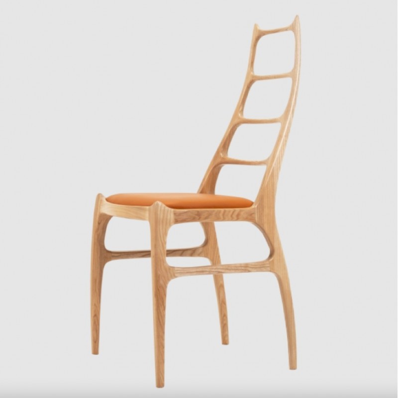 H106 "PAJĄK" designerskie krzesło z jesionu lub egzotycznego drewna afromozja
